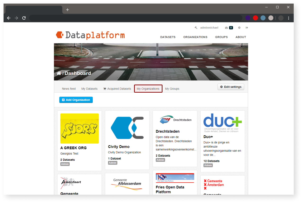 image: My Dashboard - My Organizations