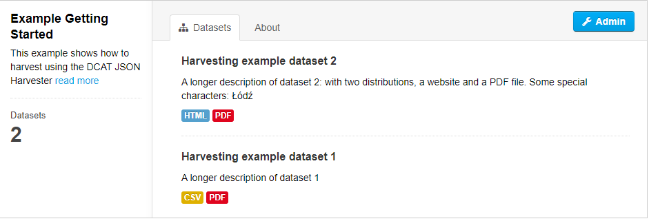 harvested datasets